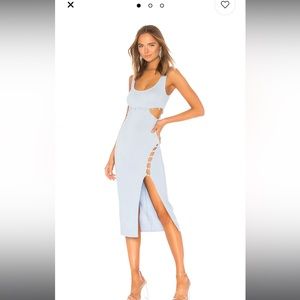 h:ours Light Blue Cutout Midi Dress